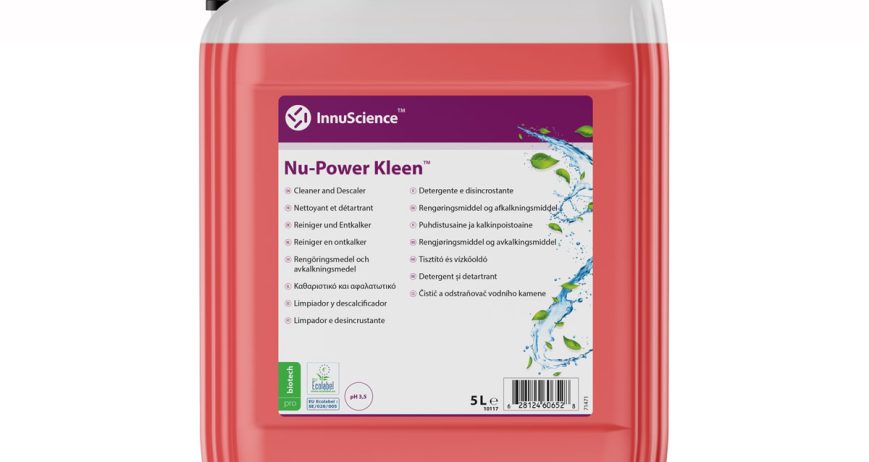Desincrustante ecológico a base de ácido láctico para depósitos de agua   Desincrustación segura   Nu-Power Kleen es una solución desincrustante ecológica a base de ácido láctico, especialmente formulada para eliminar la cal y los depósitos minerales de las superficies expuestas al agua. Diseñado como una alternativa más eficaz a los ácidos corrosivos, Nu-Power Kleen elimina la cal persistente sin dañar las superficies. Su fórmula en gel lista para usar garantiza la máxima adherencia para una limpieza eficaz y una aplicación precisa.   Perfecto para cocinas, baños o cualquier entorno donde se acumulen depósitos de cal y agua, Nu-Power Kleen proporciona una limpieza potente, segura y respetuosa con el medio ambiente. Pásate a una solución ecológica que ofrece resultados sin riesgos.
